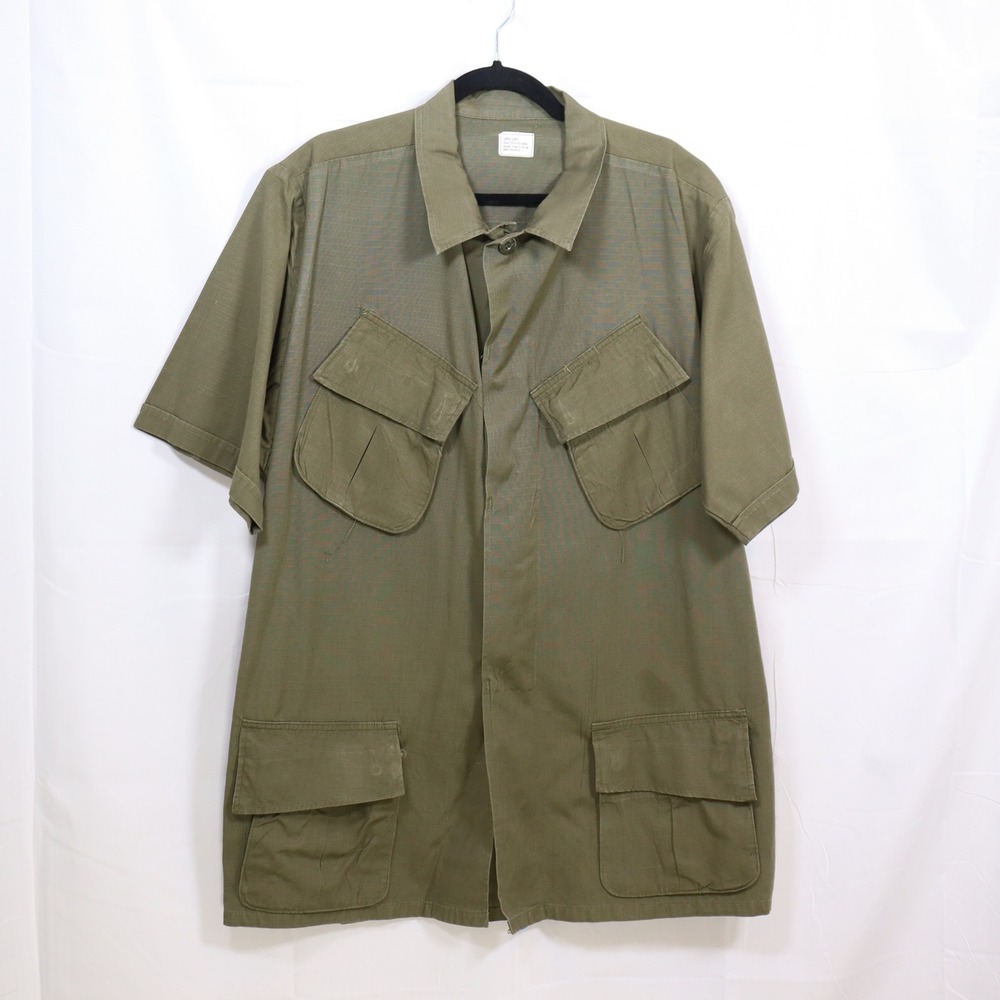 US. Military Jungle Jacket Large Green Mens Ripstop Poplin Military Shirt